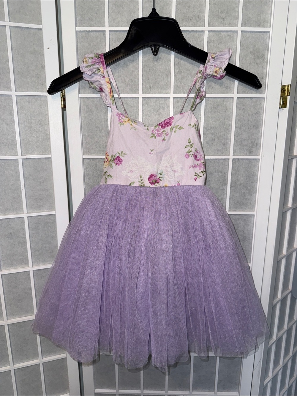 Girl’s Purple Birthday Dress Floral Tulle Size 3T